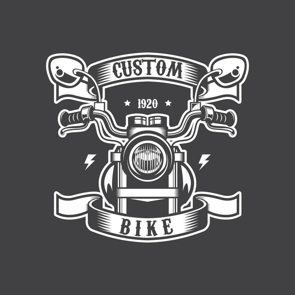 Motorcycle custom front view vintage vector