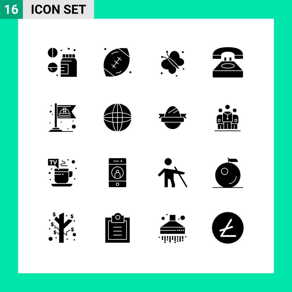 Universal Icon Symbols Group of 16 Modern Solid Glyphs of conversation contact rugby communication beauty Editable Vector Design Elements