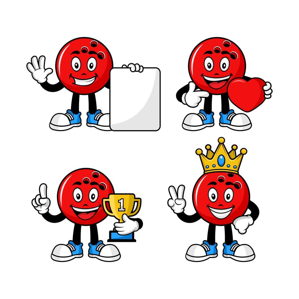 Bowling ball cartoon character design collection vector