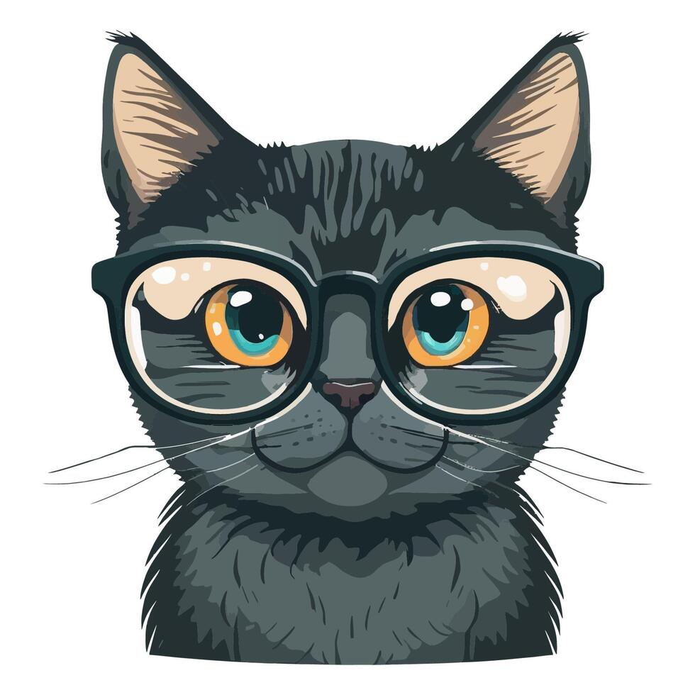 little smart cat in eyeglasses. flat vector illustration. 17226040