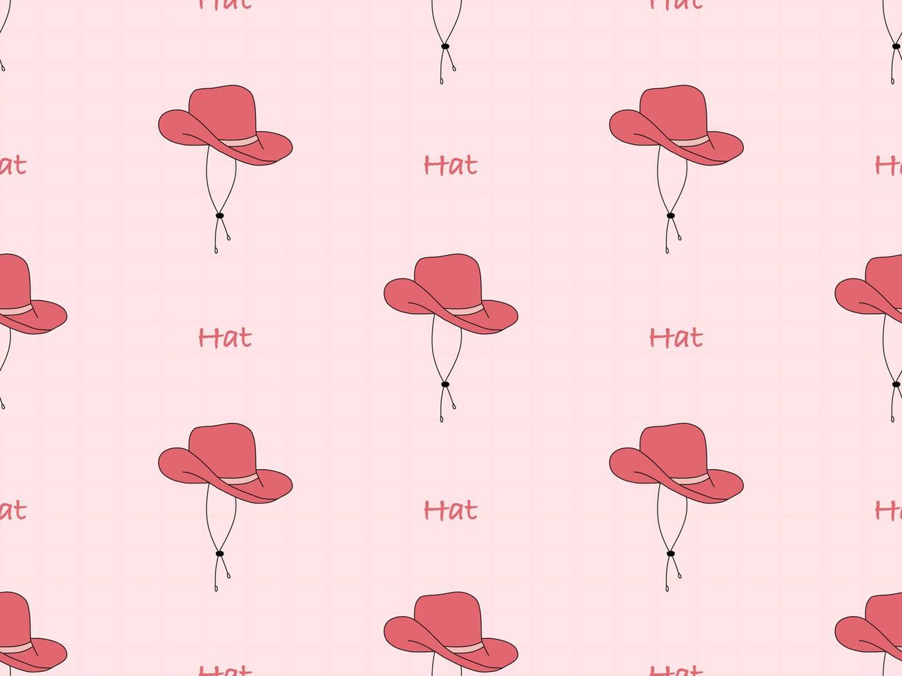 Hat cartoon character seamless pattern on pink background vector