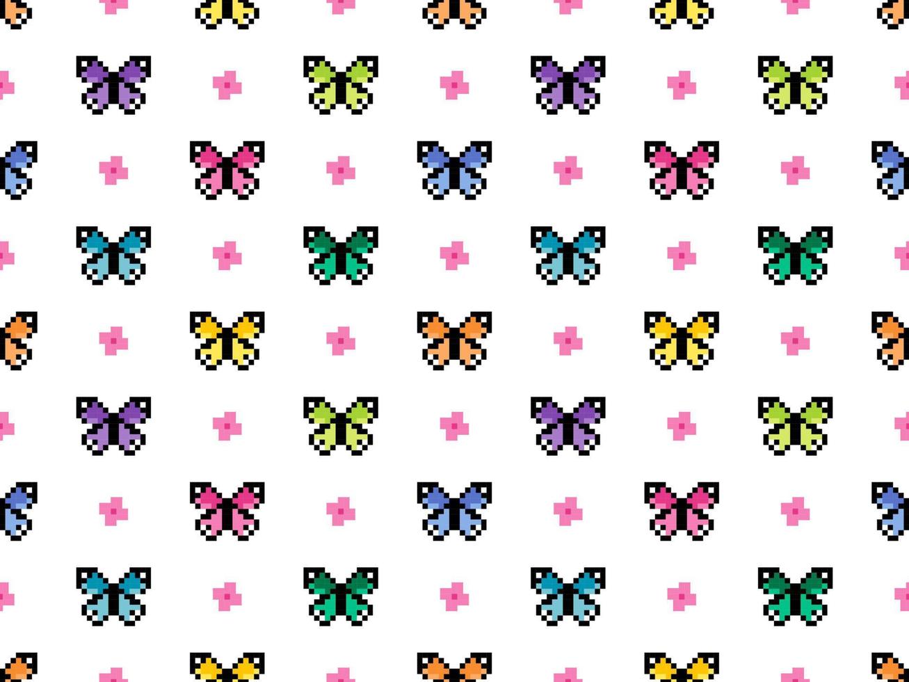 Butterfly cartoon character seamless pattern on white background vector