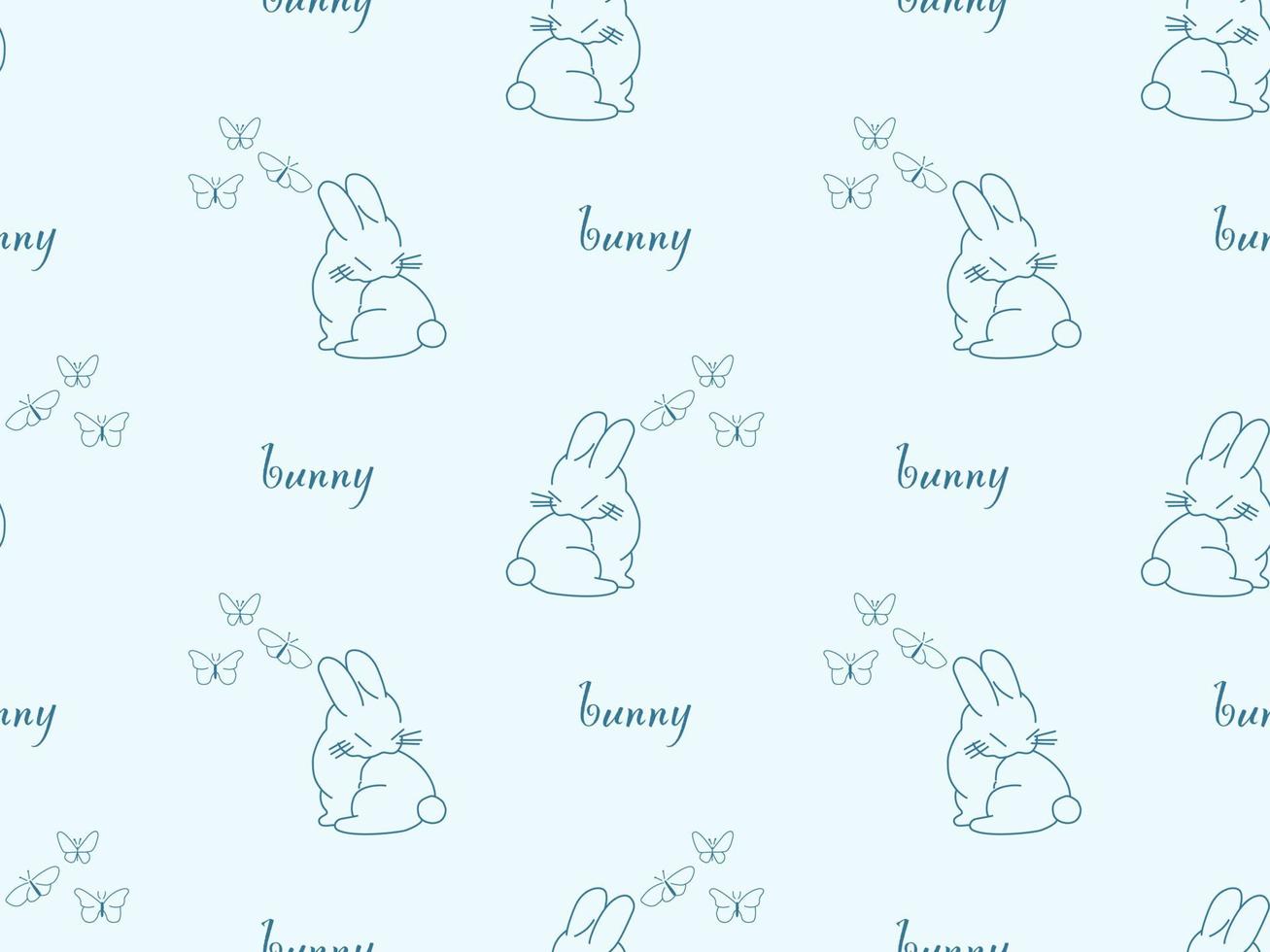 Bunny cartoon character seamless pattern on blue background vector