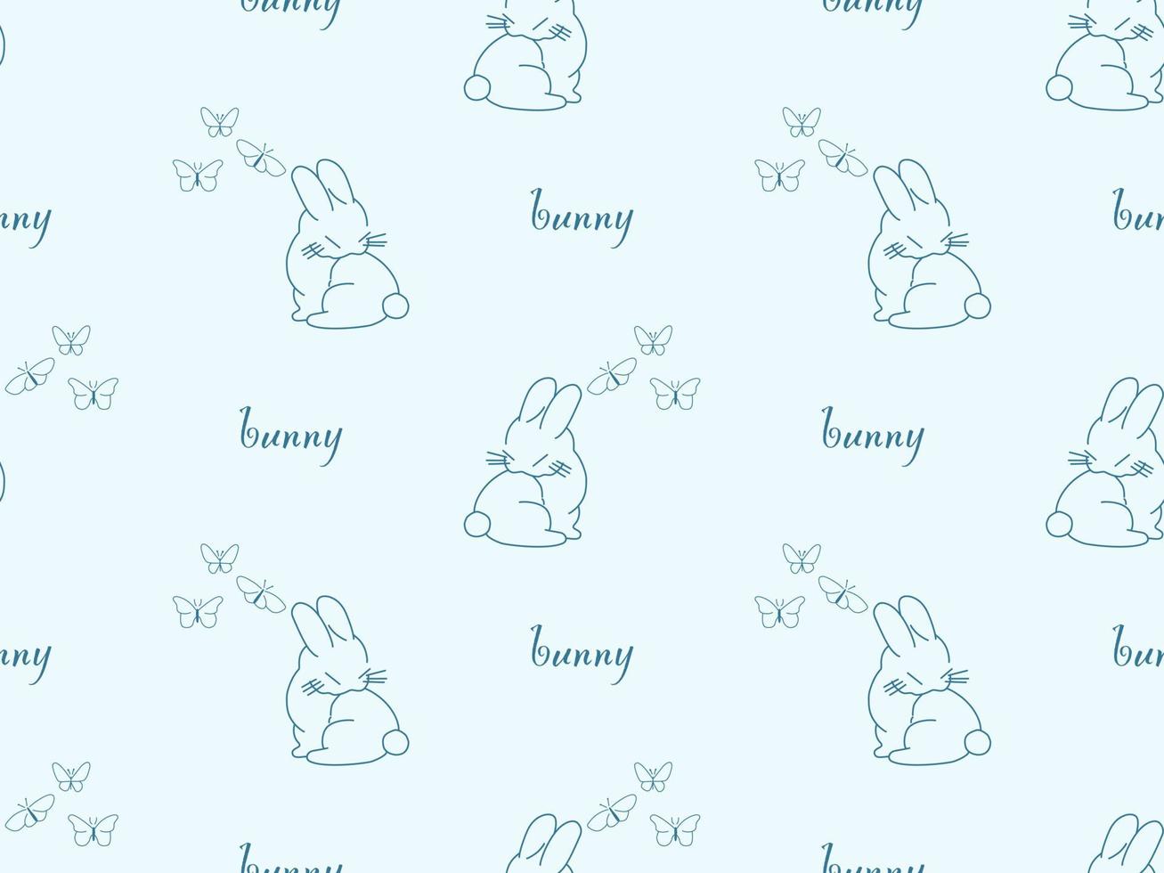 Bunny cartoon character seamless pattern on blue background vector