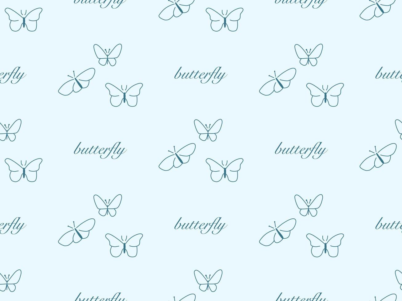 Butterfly cartoon character seamless pattern on blue background vector