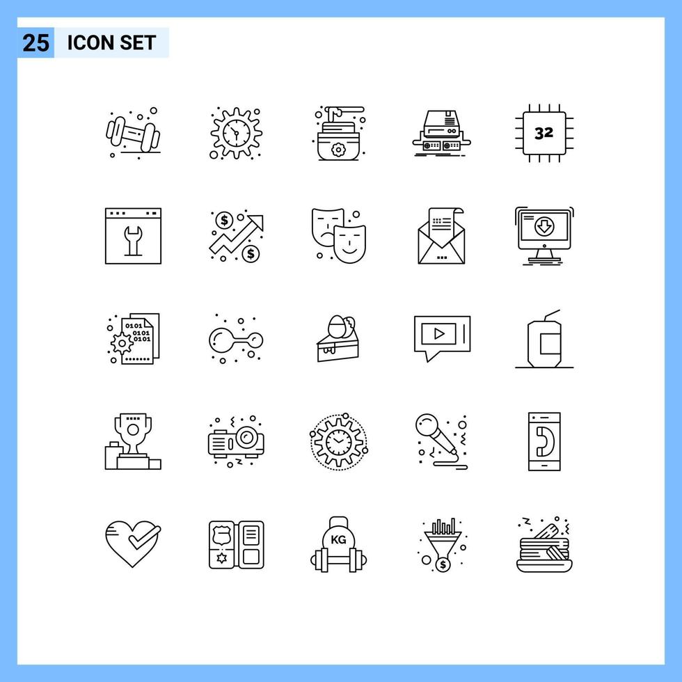 Pictogram Set of 25 Simple Lines of computers drive sauna pad game Editable Vector Design Elements
