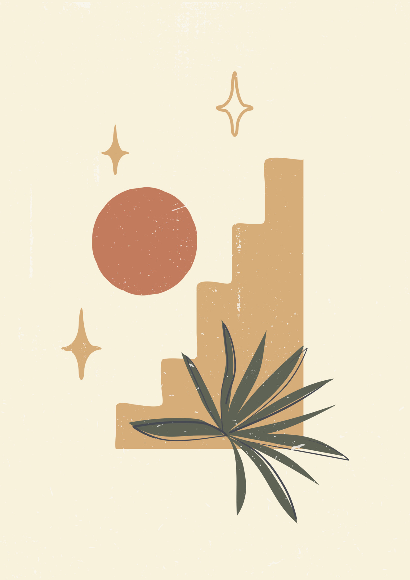 Botanical print, boho minimalist printable wall art abstract home decor