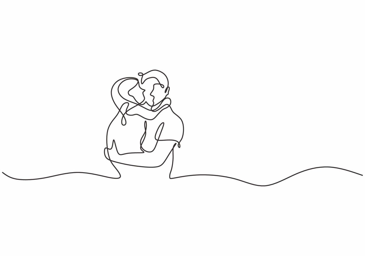 Father and daughter one line drawing. Minimalist hand drawn of dad vector