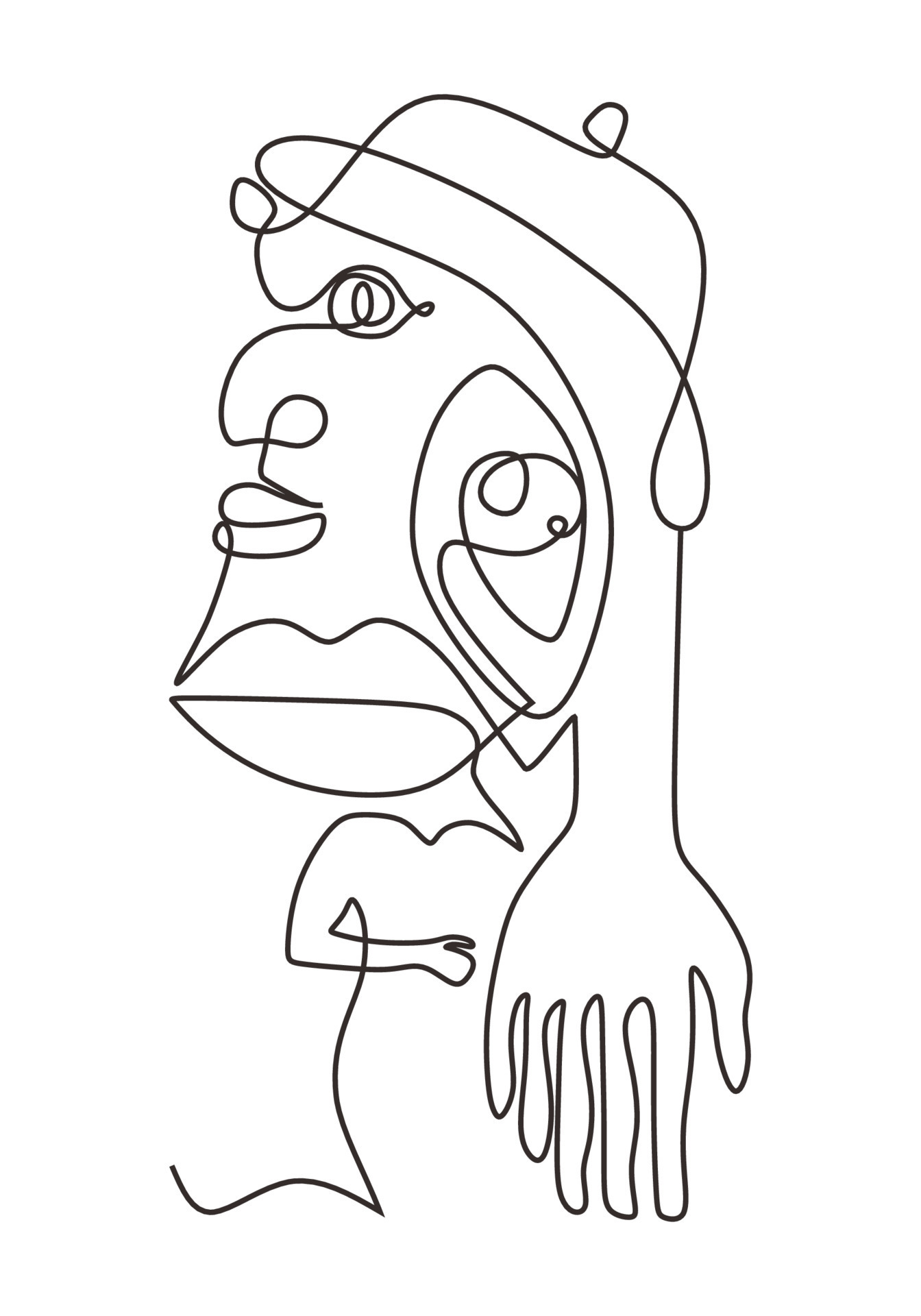 Picasso one line drawing style. Abstract face contemporary art 17226273