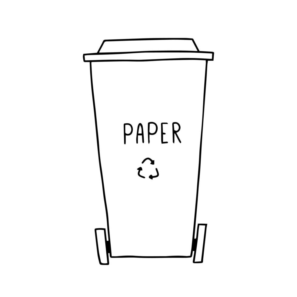 Trash can doodle vector. Trash bin recycle illustration vector