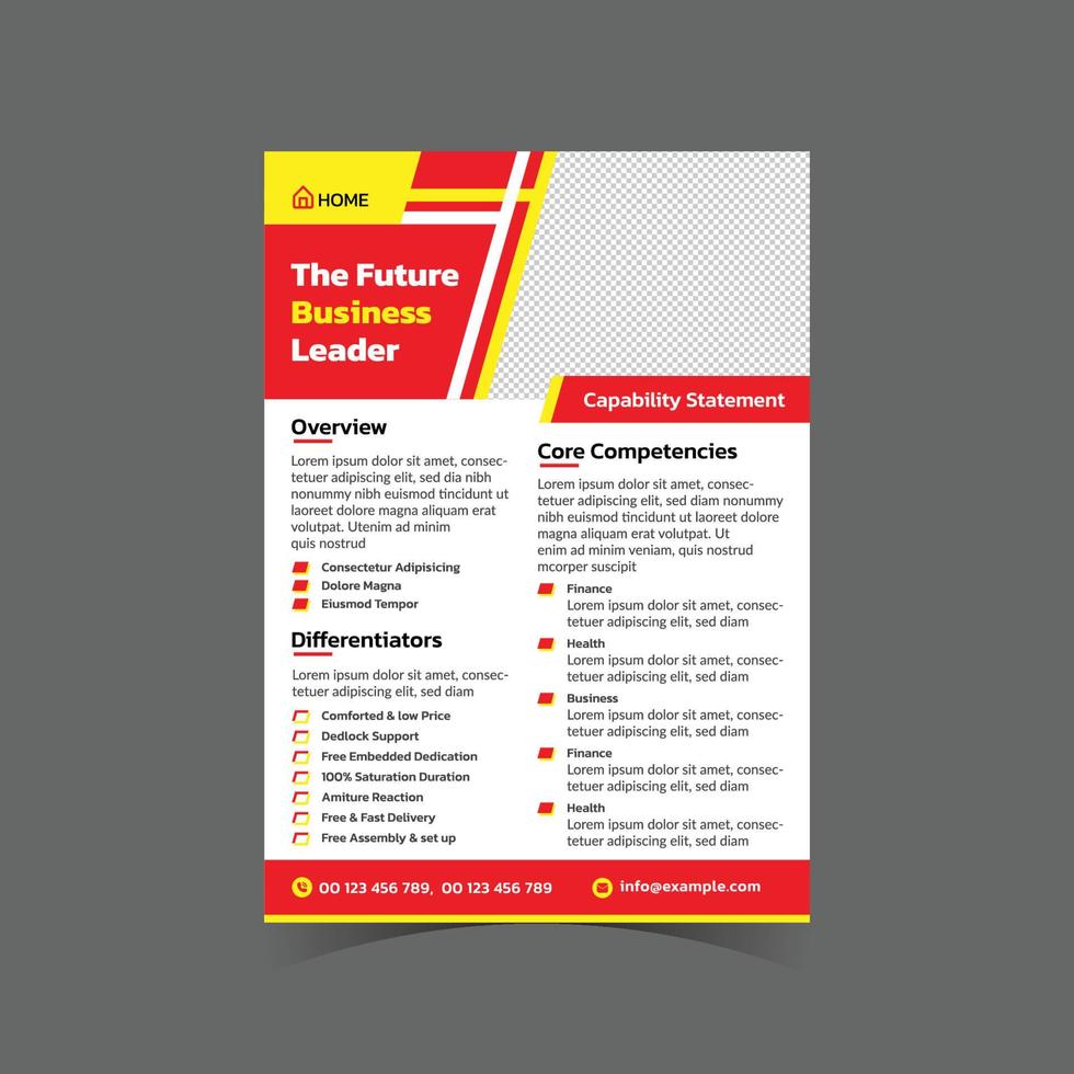 Capability statement for real estate company, Capability statement template design can be used as an info-graphic flyer design. vector