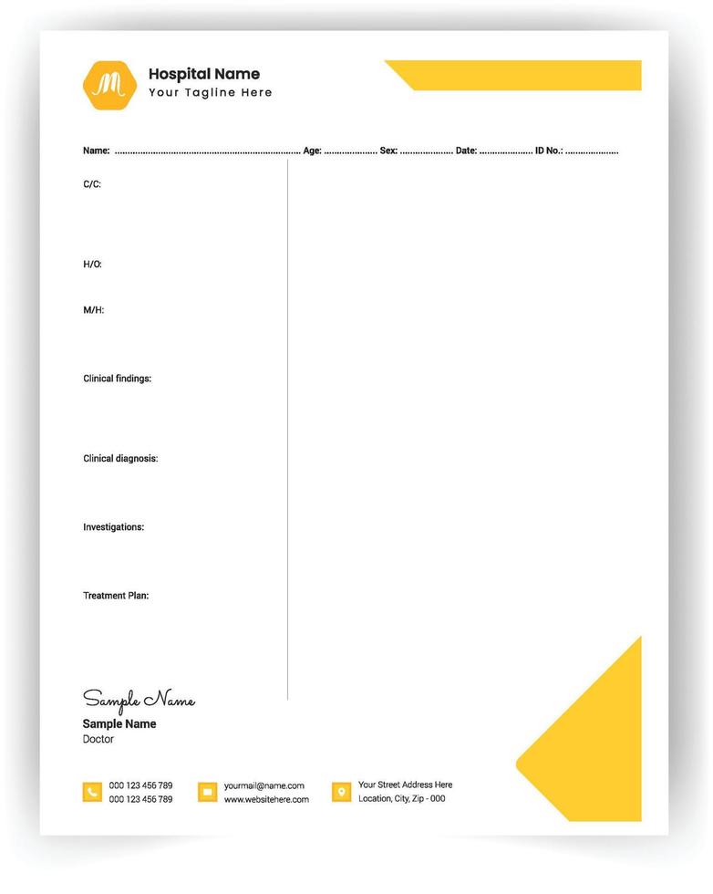 Rx pad template. Medical regular prescription form, Empty medical prescription, doctor prescription to Patient, Medical Letter head vector