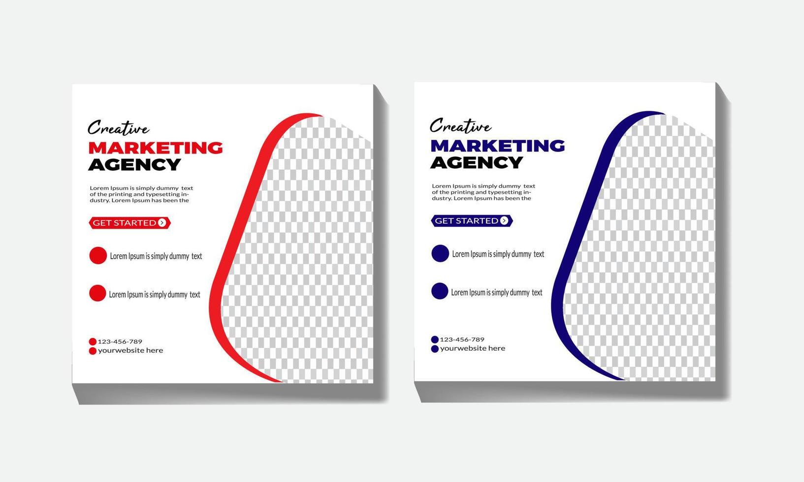 Digital Business Marketing Social Media Banner, Post Template for Digital Marketing and Business Sale Promo. Square Flyer Template with Editable Web Banner, Digital Marketing Agency vector