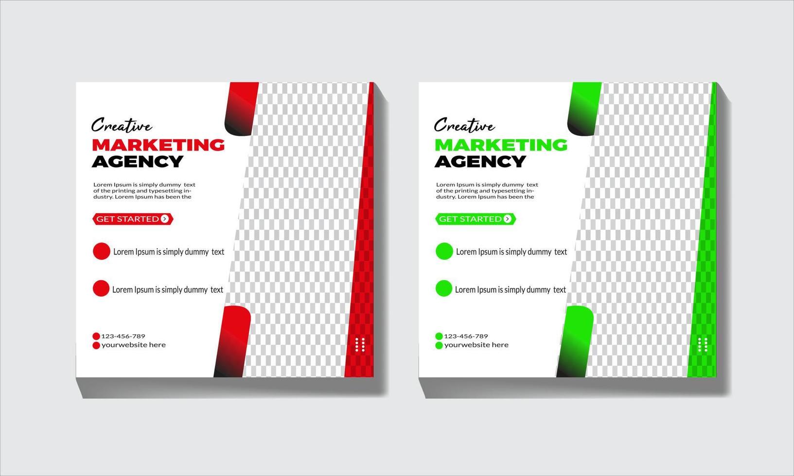 Digital Business Marketing Social Media Banner, Post Template for Digital Marketing and Business Sale Promo. Square Flyer Template with Editable Web Banner, Digital Marketing Agency vector