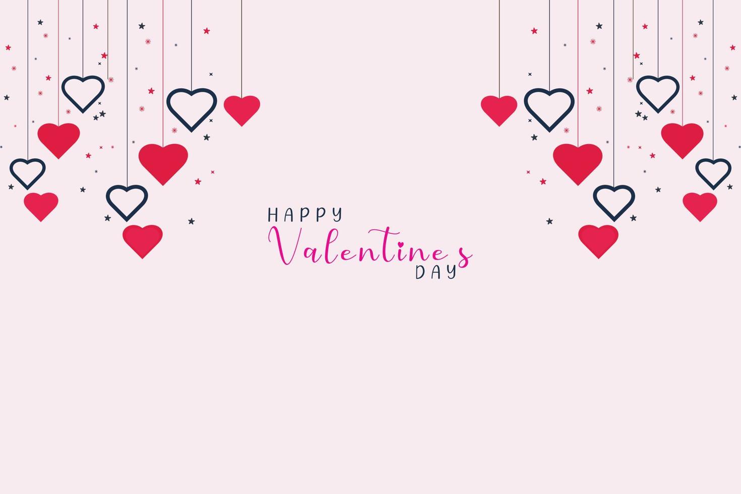 Heart for valentines day greeting card background, heart hanging isolated on pink background vector