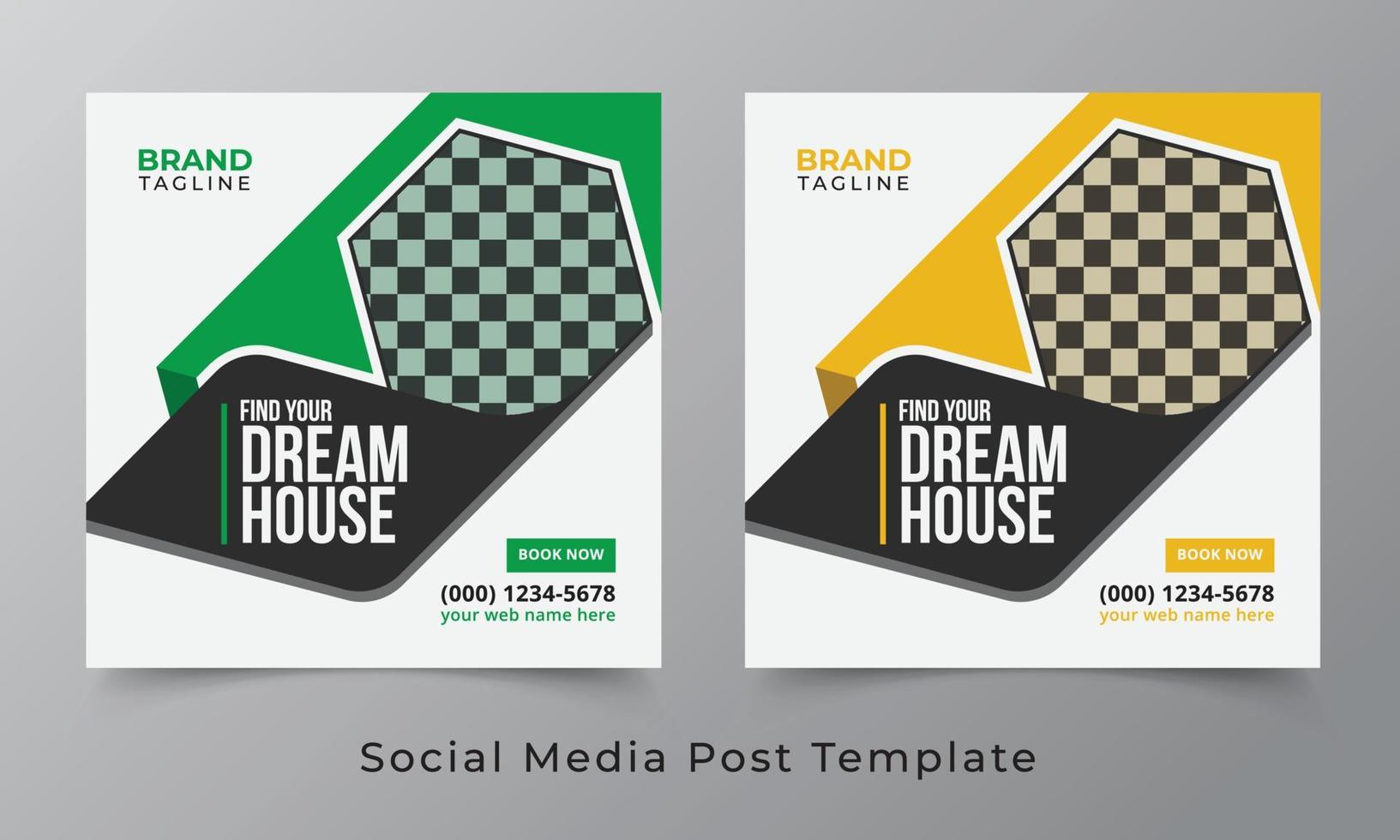 Real estate and home apartment social media post template design vector