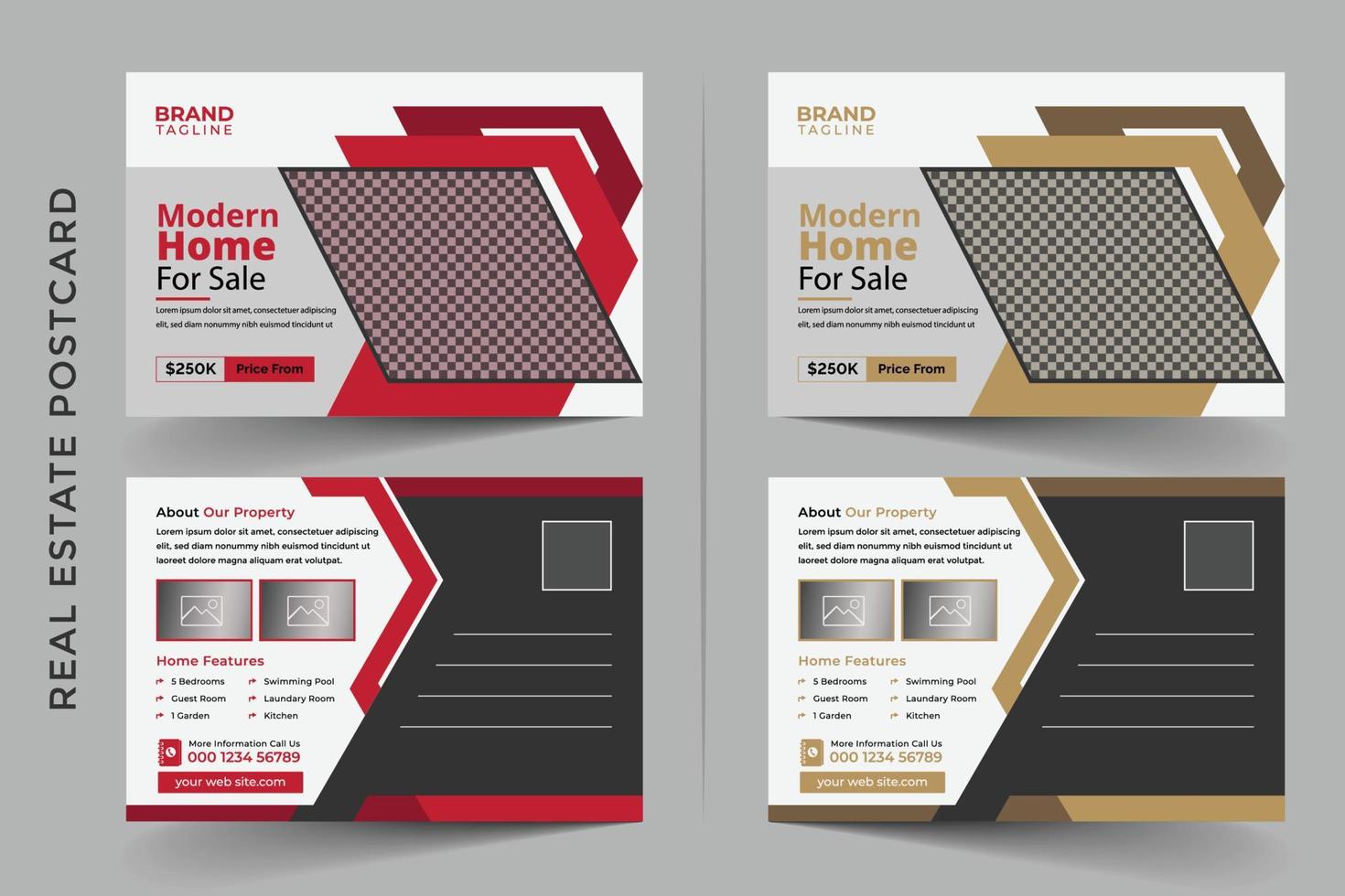 Corporate real estate and home apartment agency postcard template vector