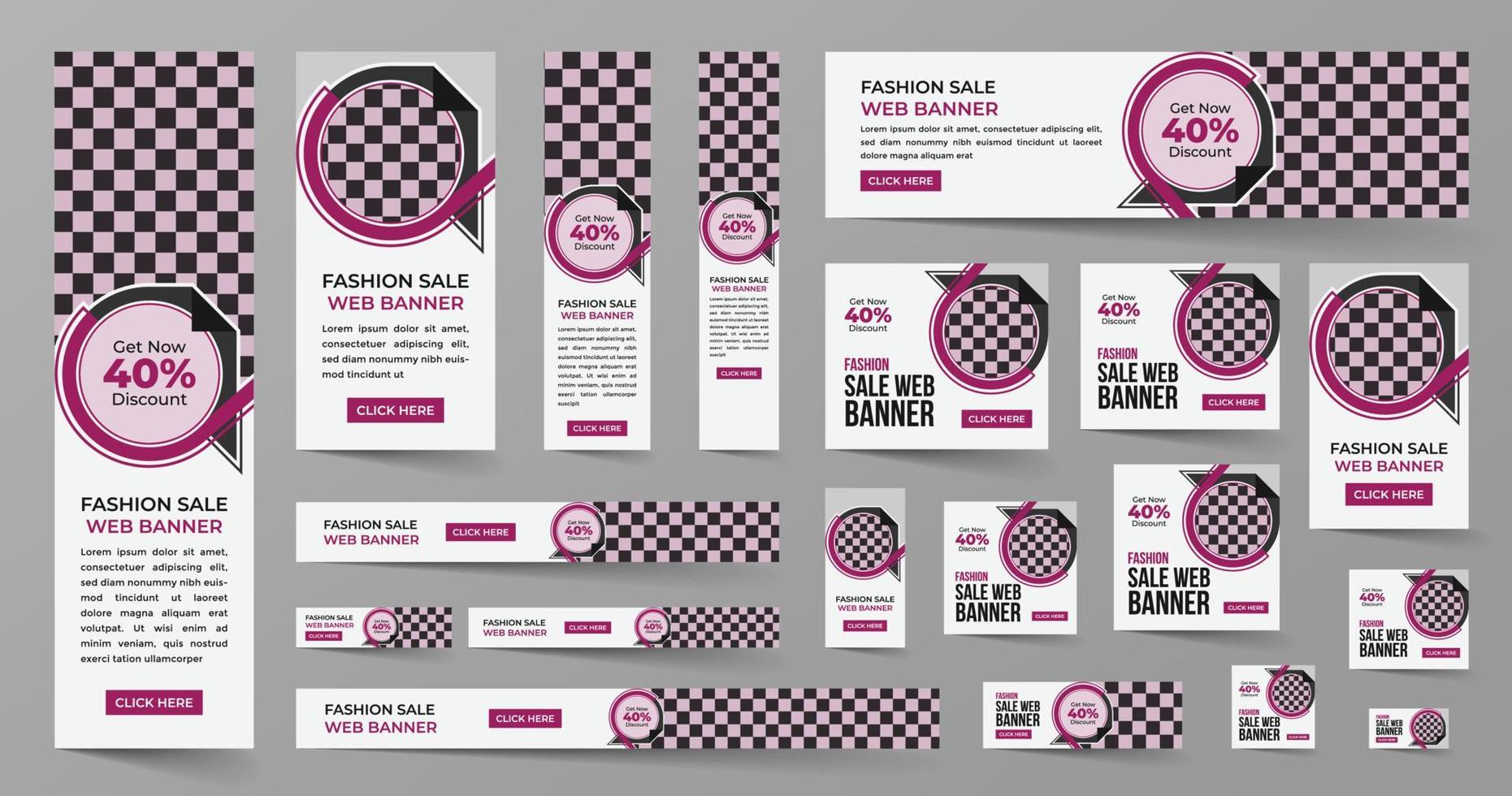 Fashion sales web banner template design vector