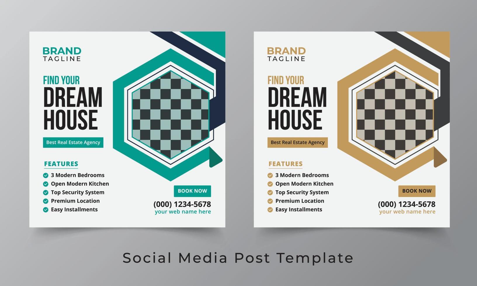 Real estate and home apartment social media post template design vector