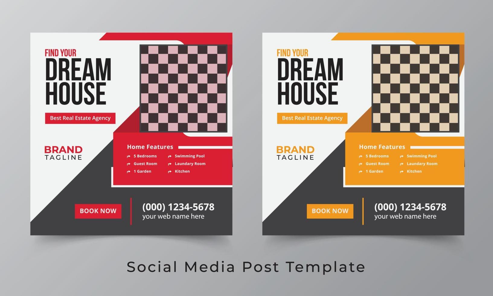 Real estate and home apartment social media post template design vector