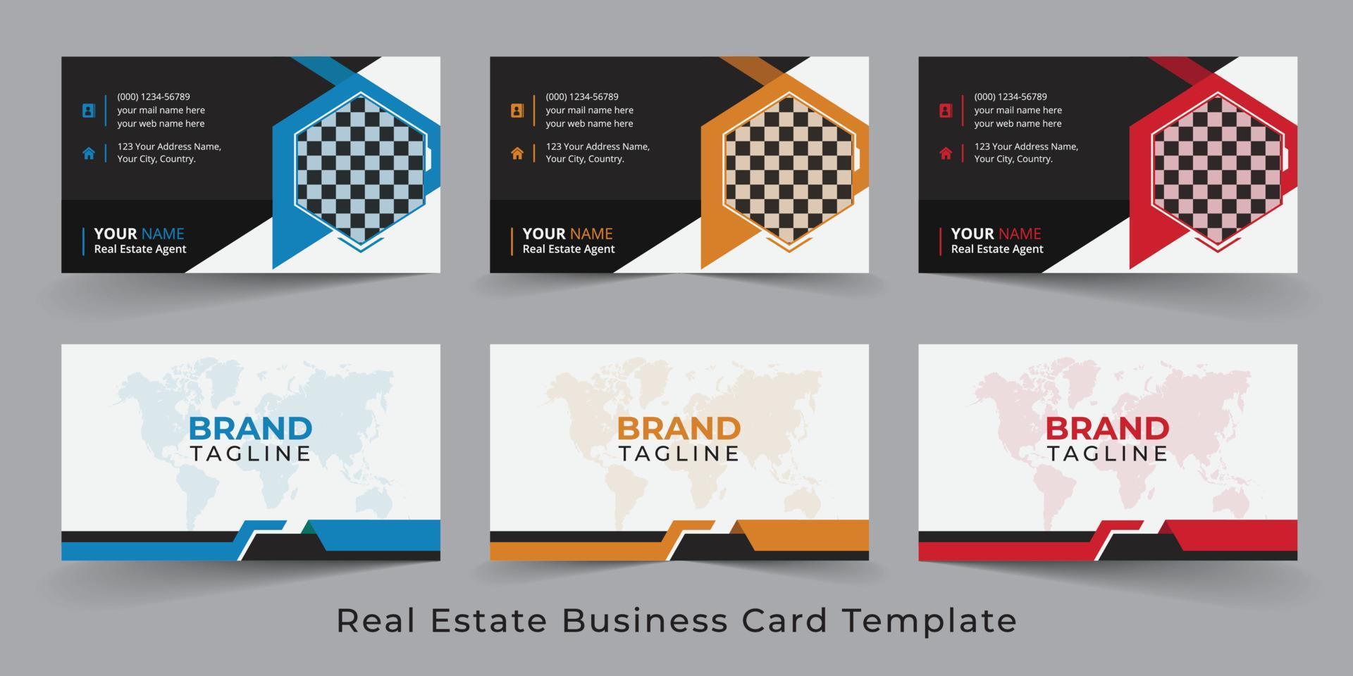 Real Estate Agent and Home Sales Business Card Template Design vector