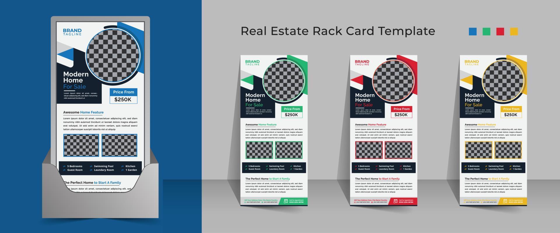 Corporate real estate agency rack card and dl flyer template design vector