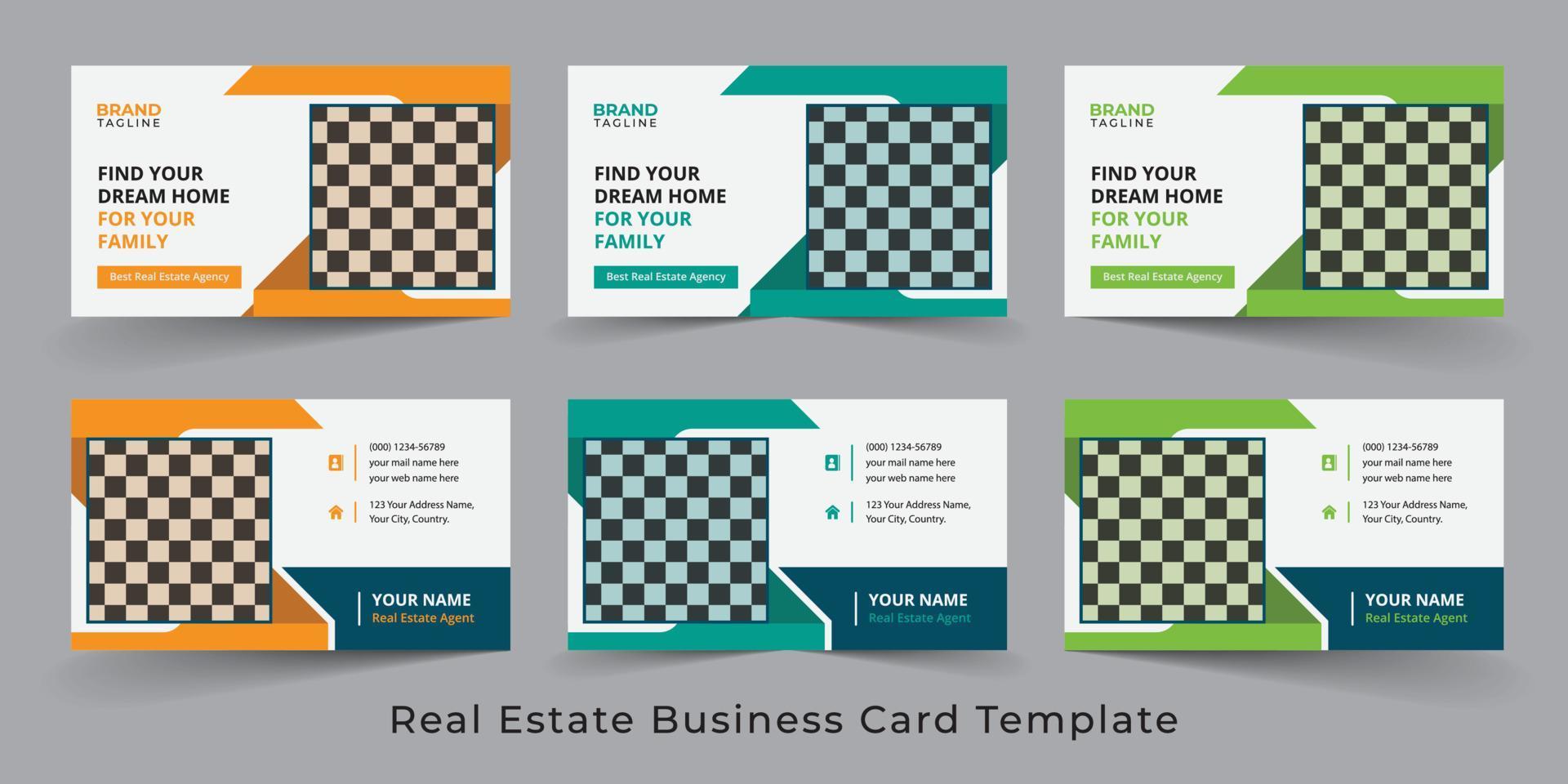 Real Estate Agent and Home Sales Business Card Template Design vector