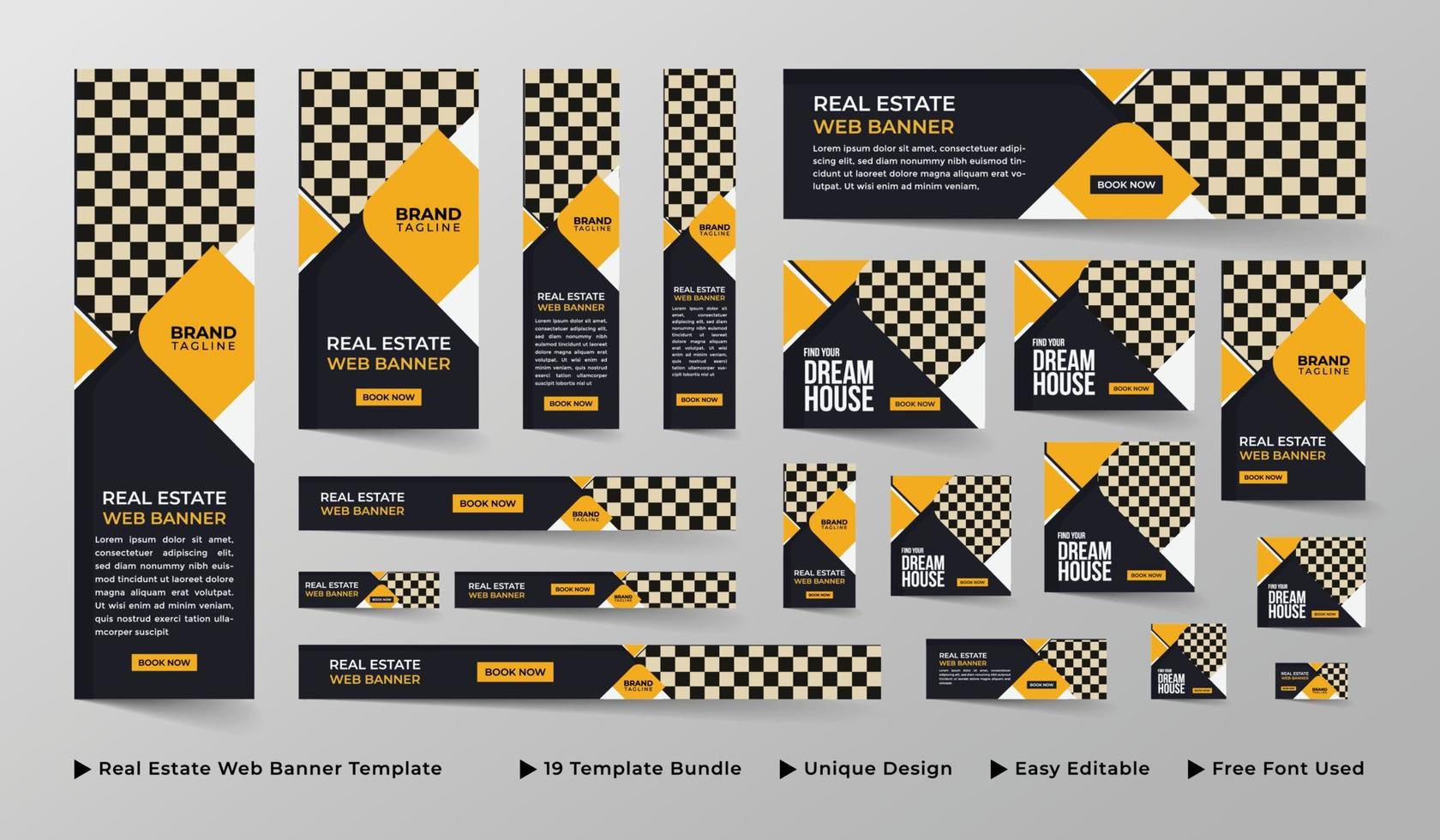 Real estate web banner template design vector