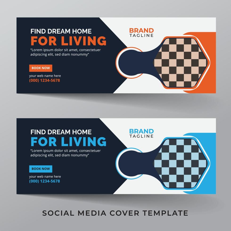 Real estate and home apartment social media cover template vector