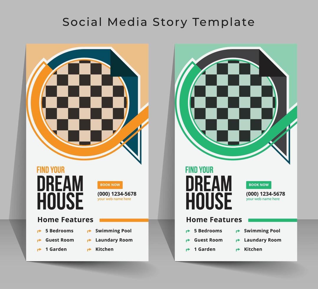 Real estate and home apartment social media story template design vector