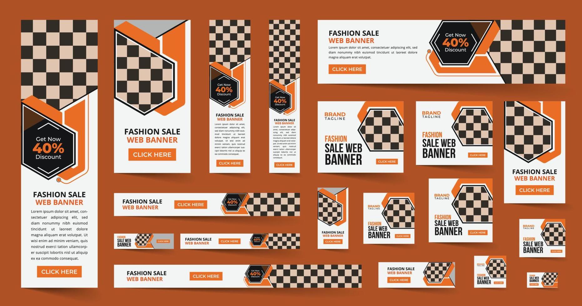 Fashion sales web banner template design vector