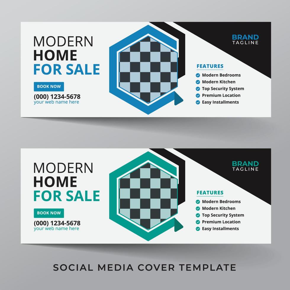 Real estate and home apartment social media cover template vector