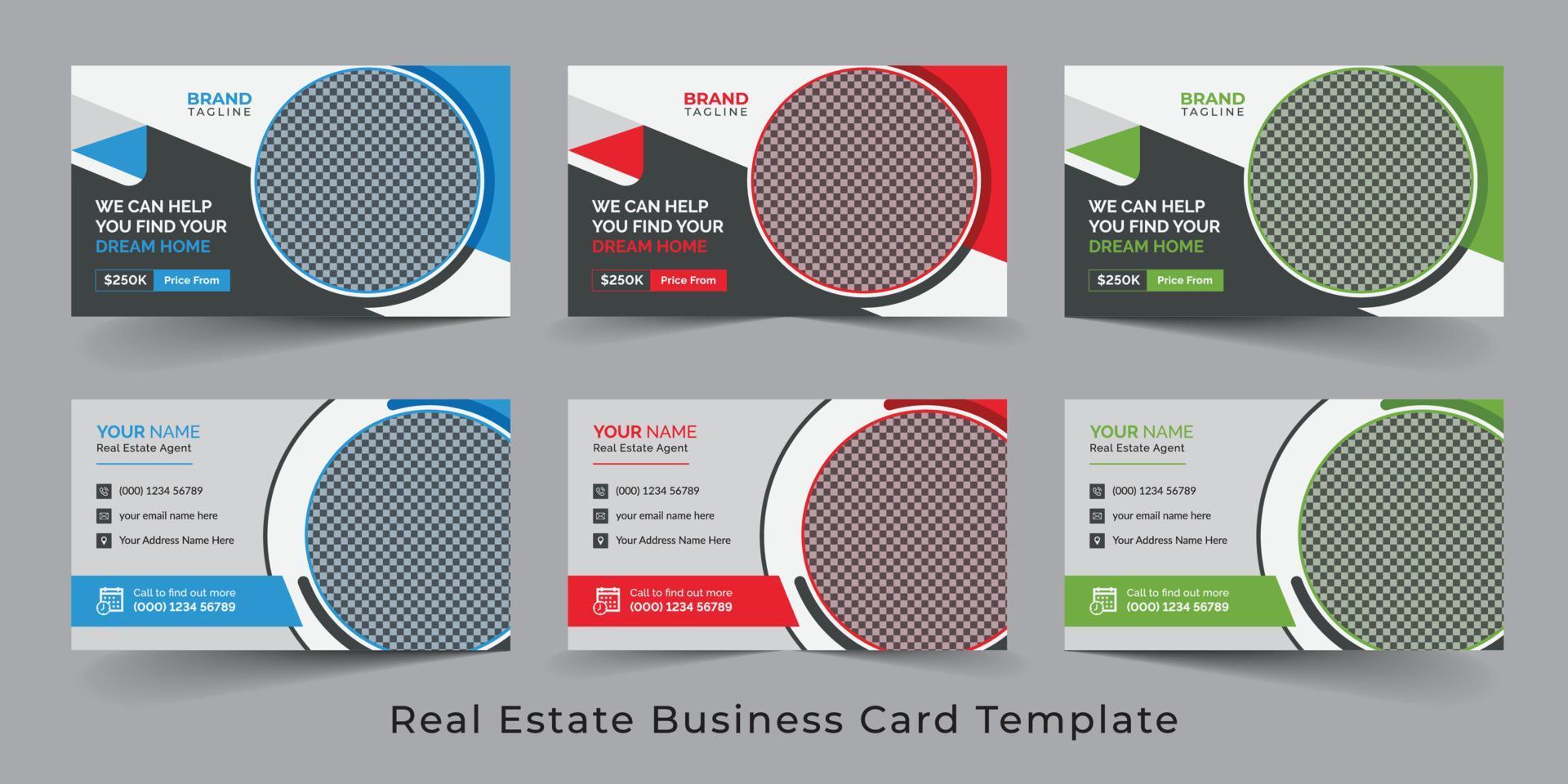 Real Estate Agent and Home Sales Business Card Template Design vector