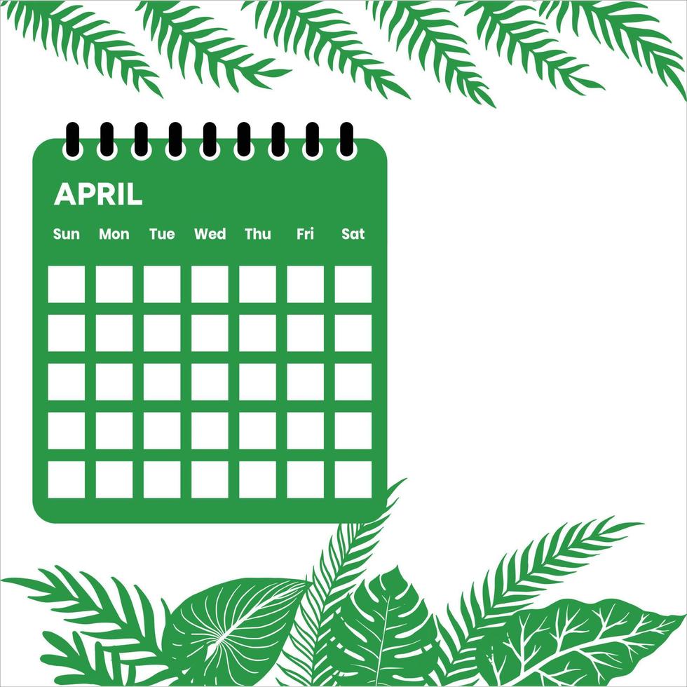 calendario del mes de abril vector