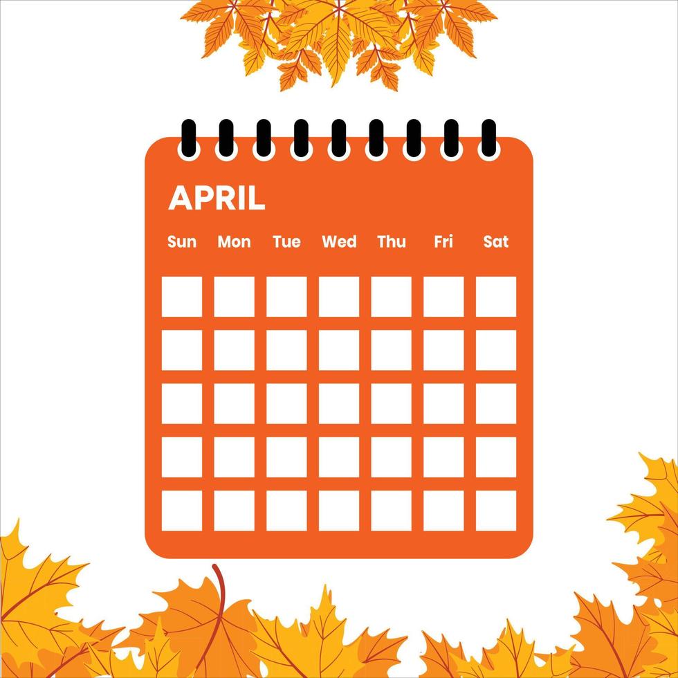 calendario del mes de abril vector