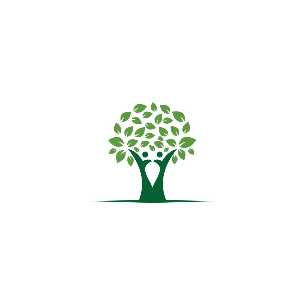 abstract logo of a pair of humans forming a tree vector