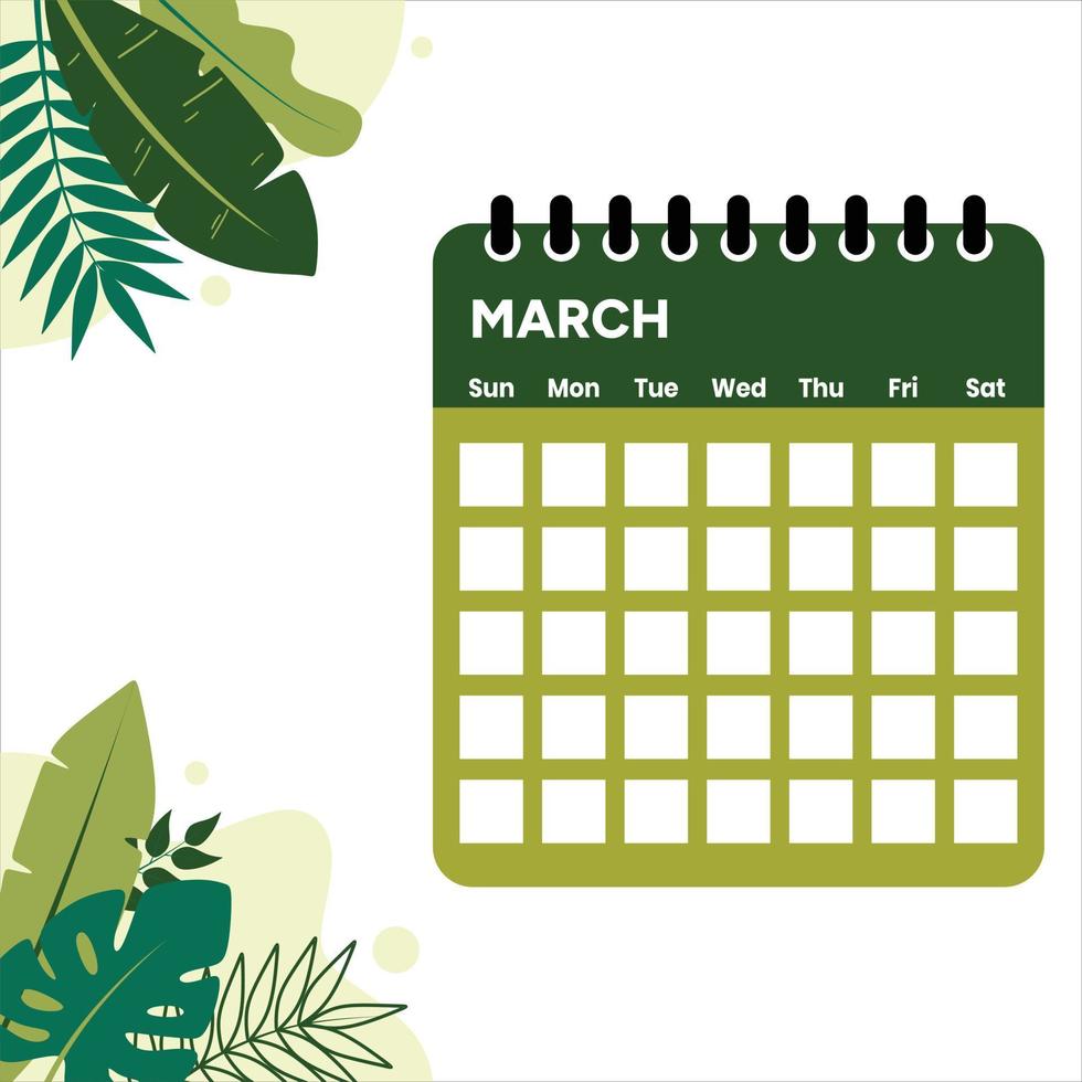 calendario del mes de marzo vector