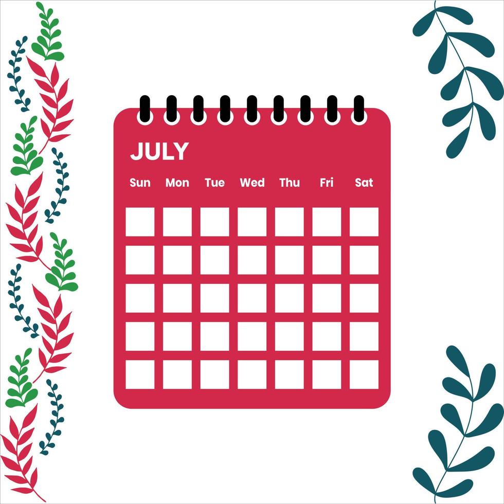 calendario del mes de julio vector