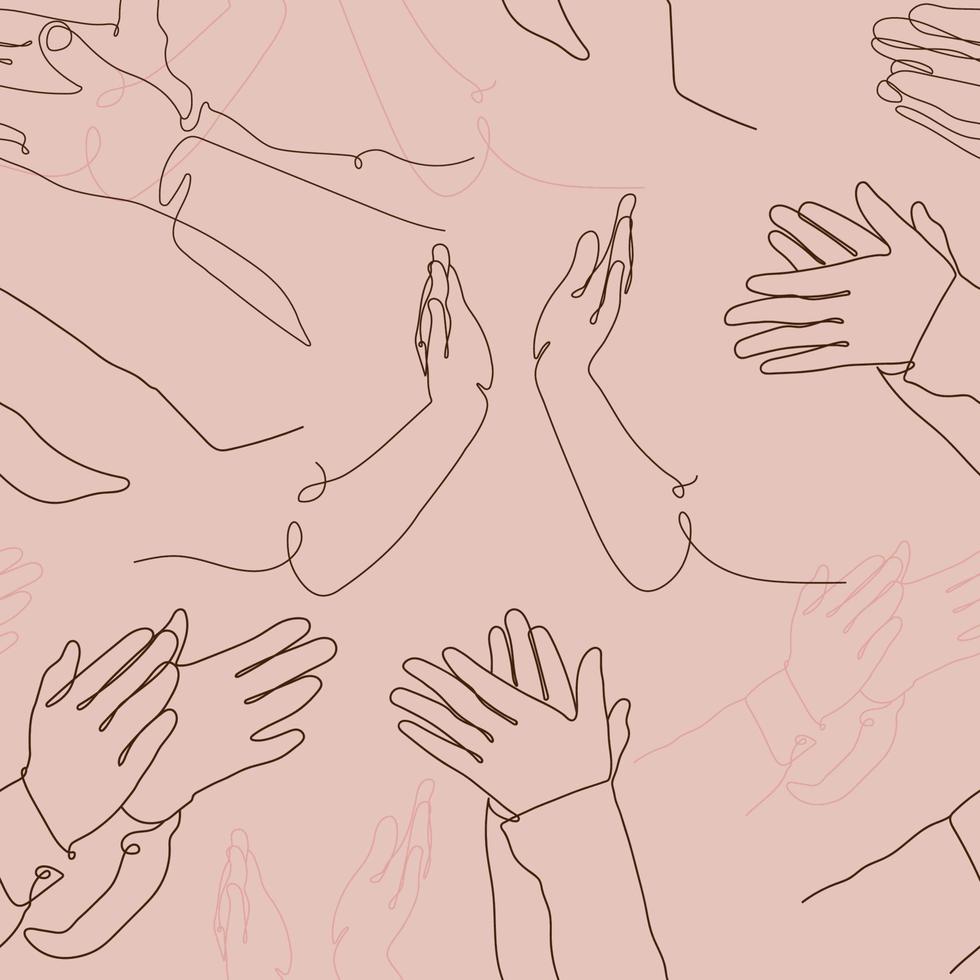 Seamless Line art Pattern with Applause, Handclaps. Concept of successfull Business and performance. Vector illustration.