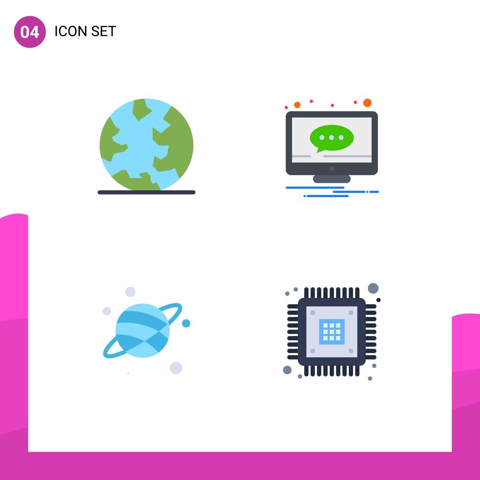 Modern Set of 4 Flat Icons and symbols such as earth astrology web message space Editable Vector Design Elements