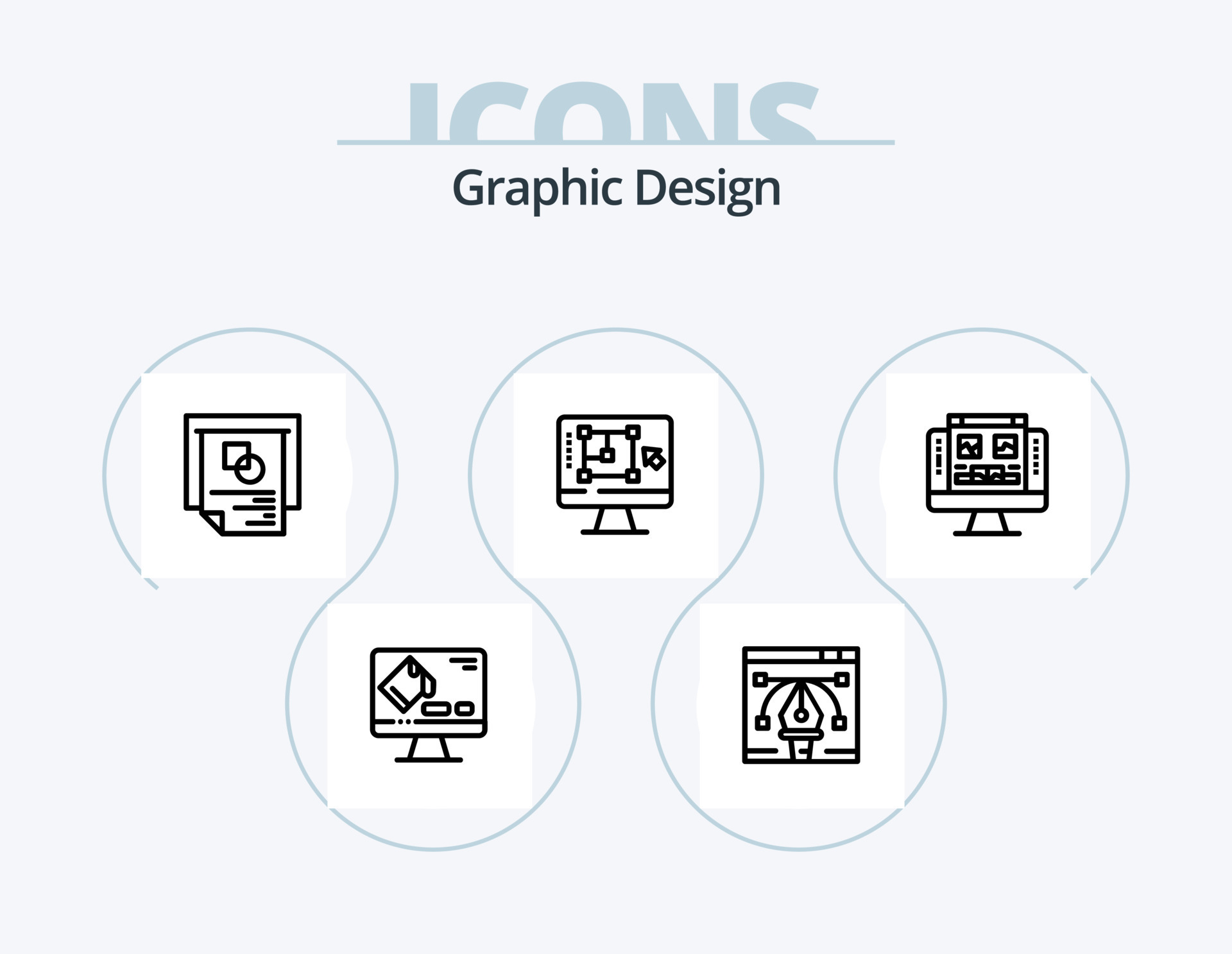 Graphic Design Line Icon Pack 5 Icon Design. data. increase. map ...