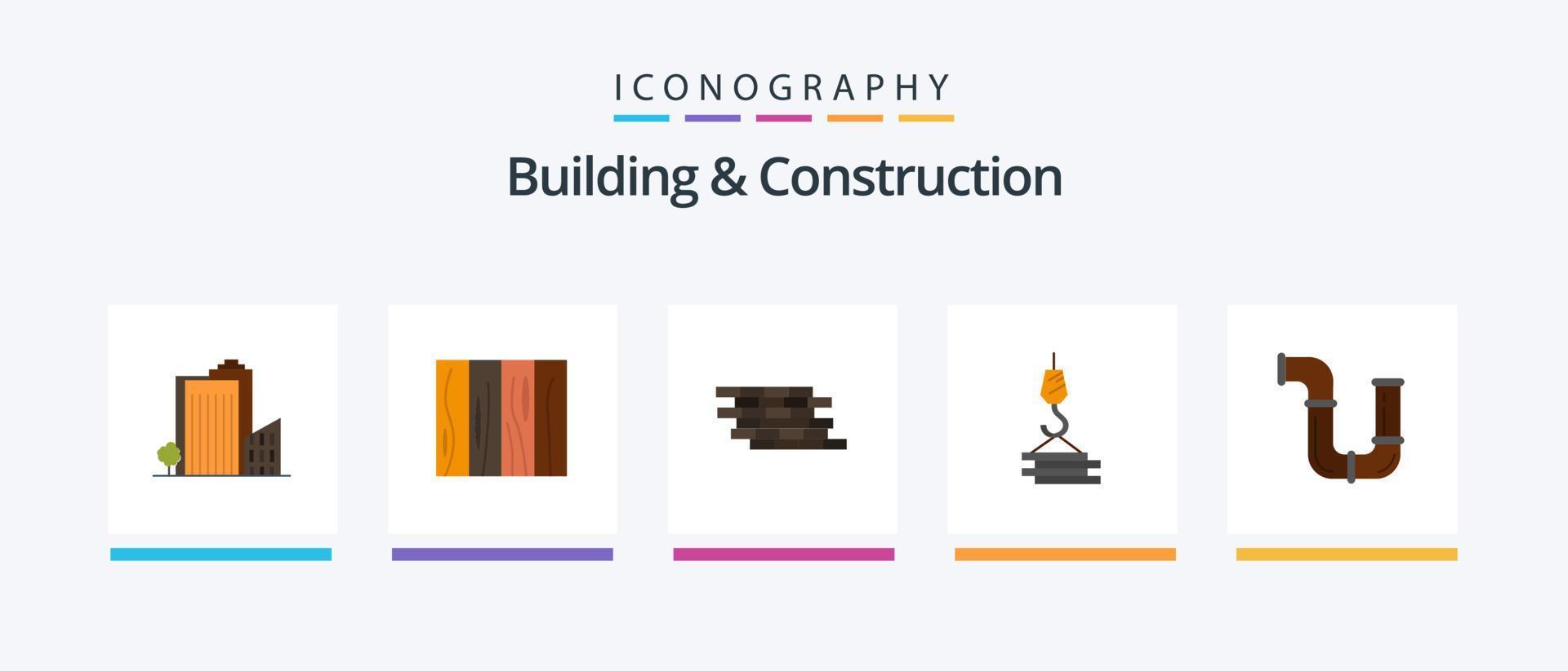 Building And Construction Flat 5 Icon Pack Including building. bricks. design. brick. security. Creative Icons Design vector