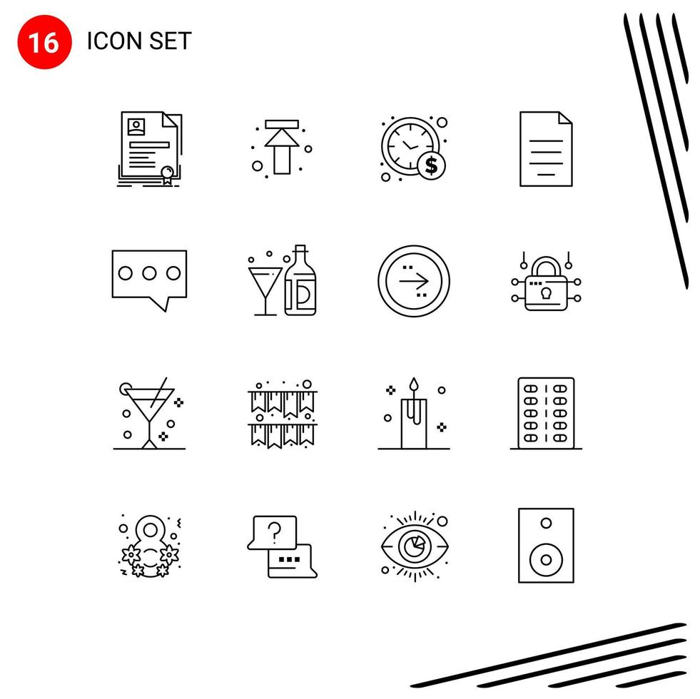Outline Pack of 16 Universal Symbols of bubble finance upload file document Editable Vector Design Elements