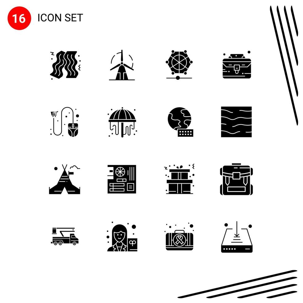 16 Solid Glyph concept for Websites Mobile and Apps click thing machine portfolio business case Editable Vector Design Elements