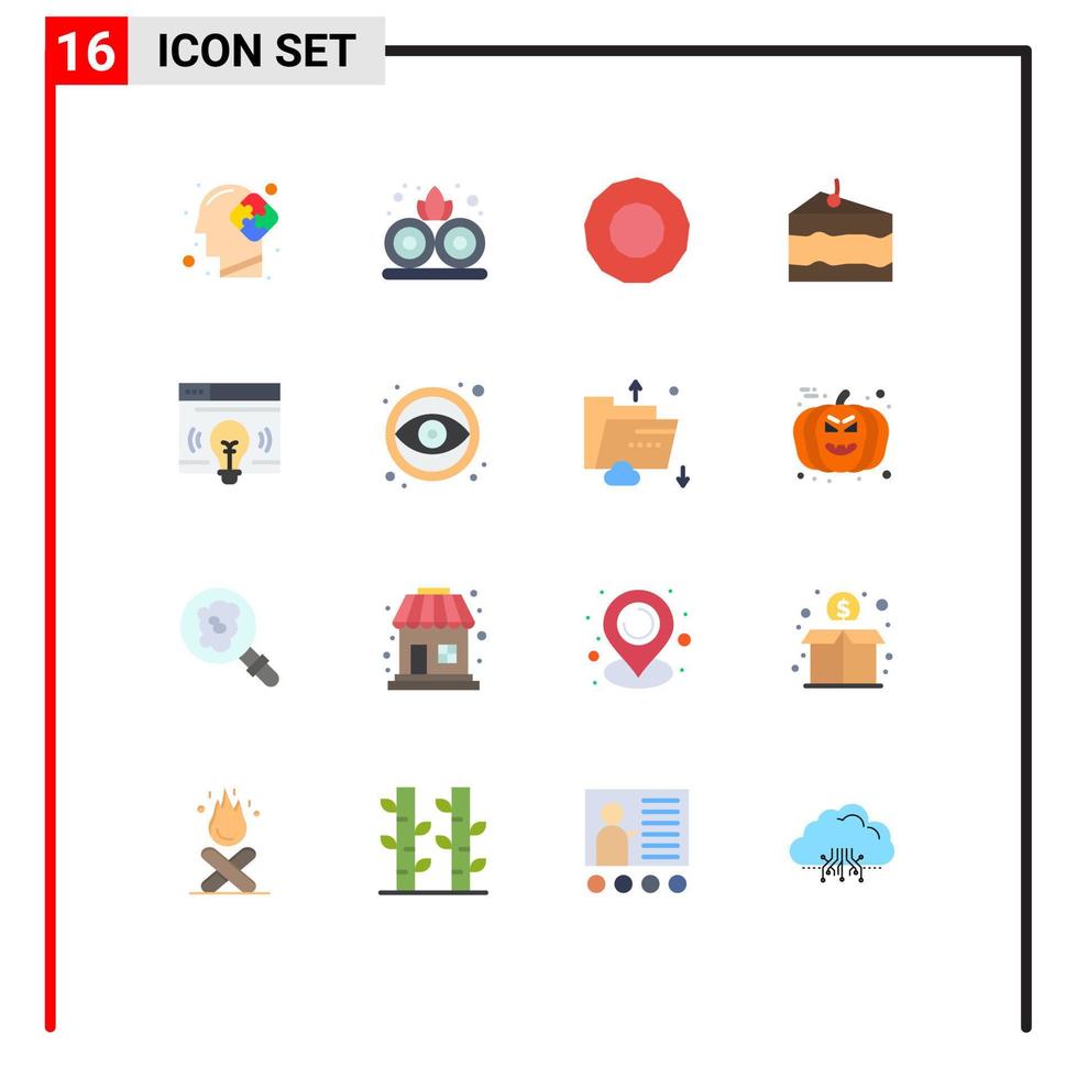 Modern Set of 16 Flat Colors Pictograph of design webpage bonus web food Editable Pack of Creative Vector Design Elements