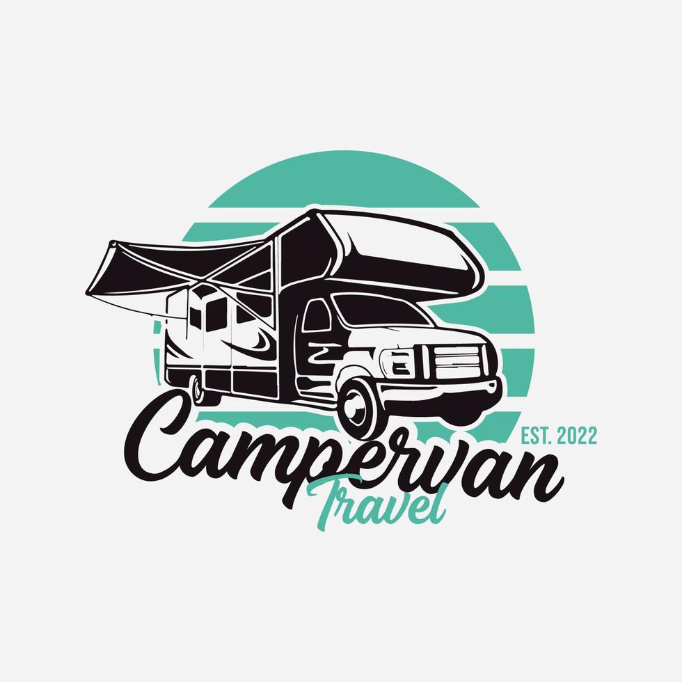 diseño de vector de logotipo de viaje de autocaravana