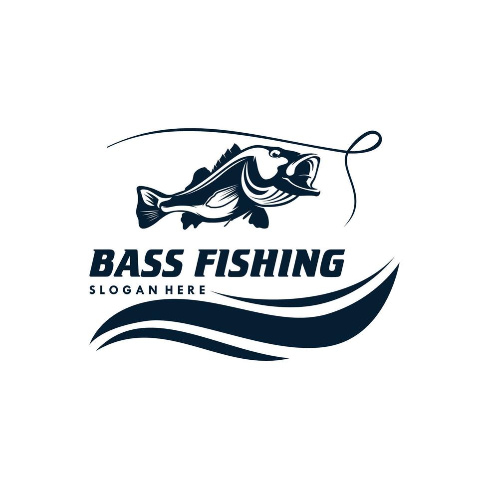 plantilla de diseño de logotipo de pesca de lubina vector