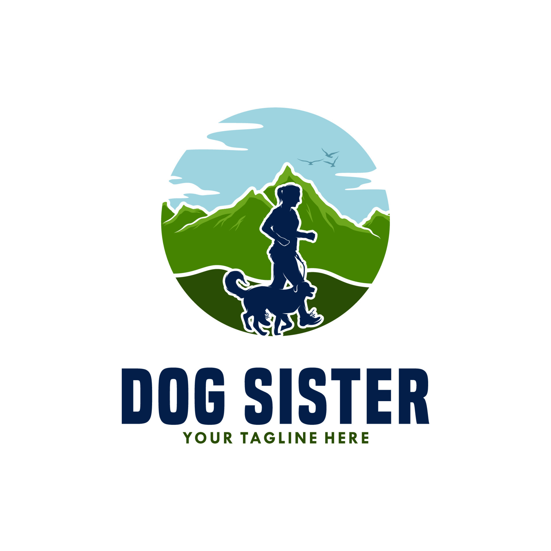 Woman and dog running leisurely Logo Design Template 17227080 Vector ...