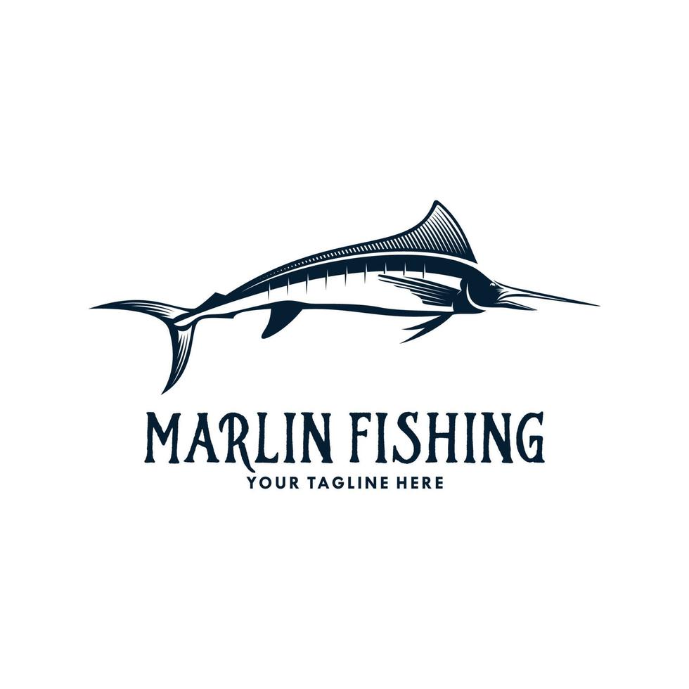 Ilustración de plantilla de diseño de logotipo de logotipo de pez marlin. logotipo de pesca deportiva vector