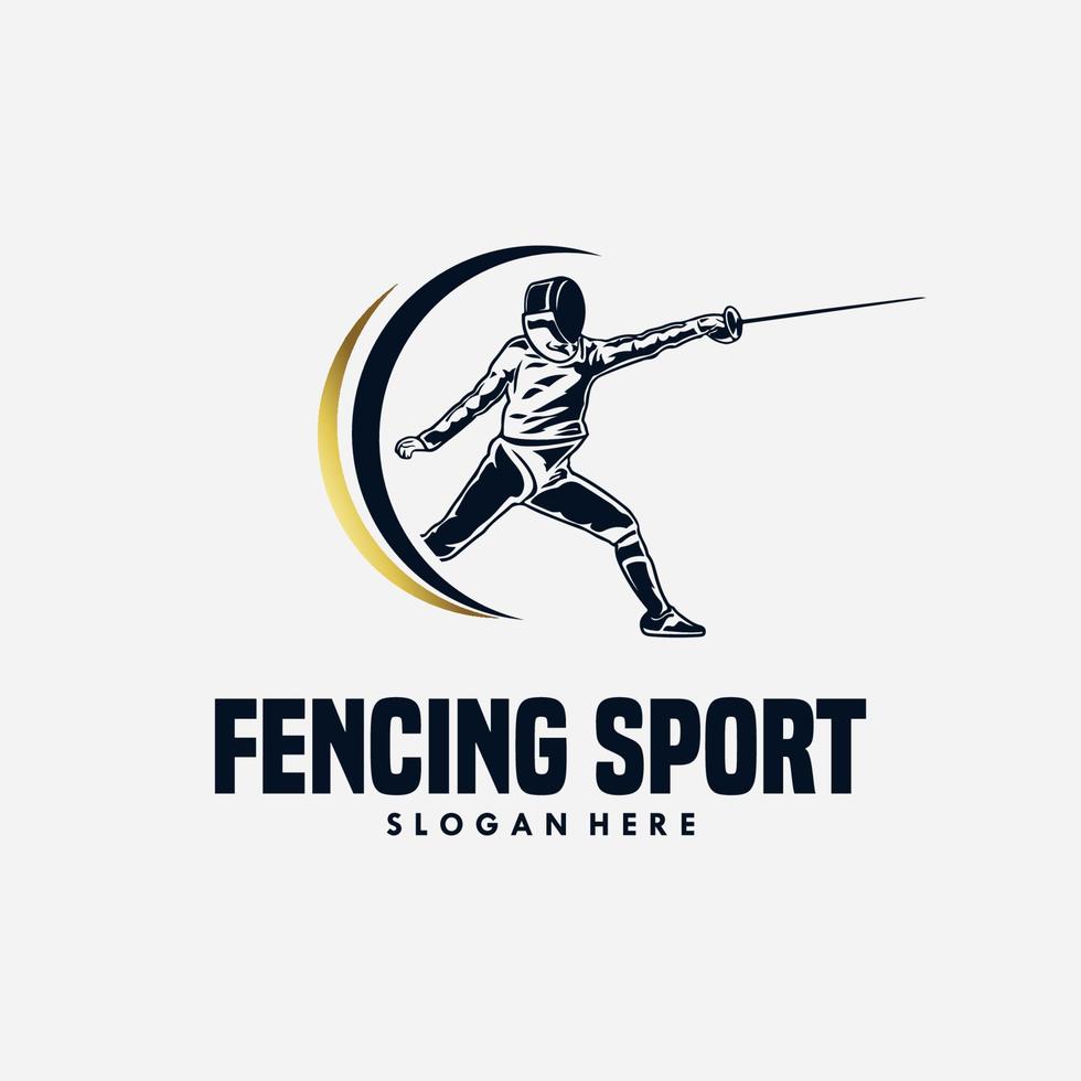 Fencing Sport logo design template vector